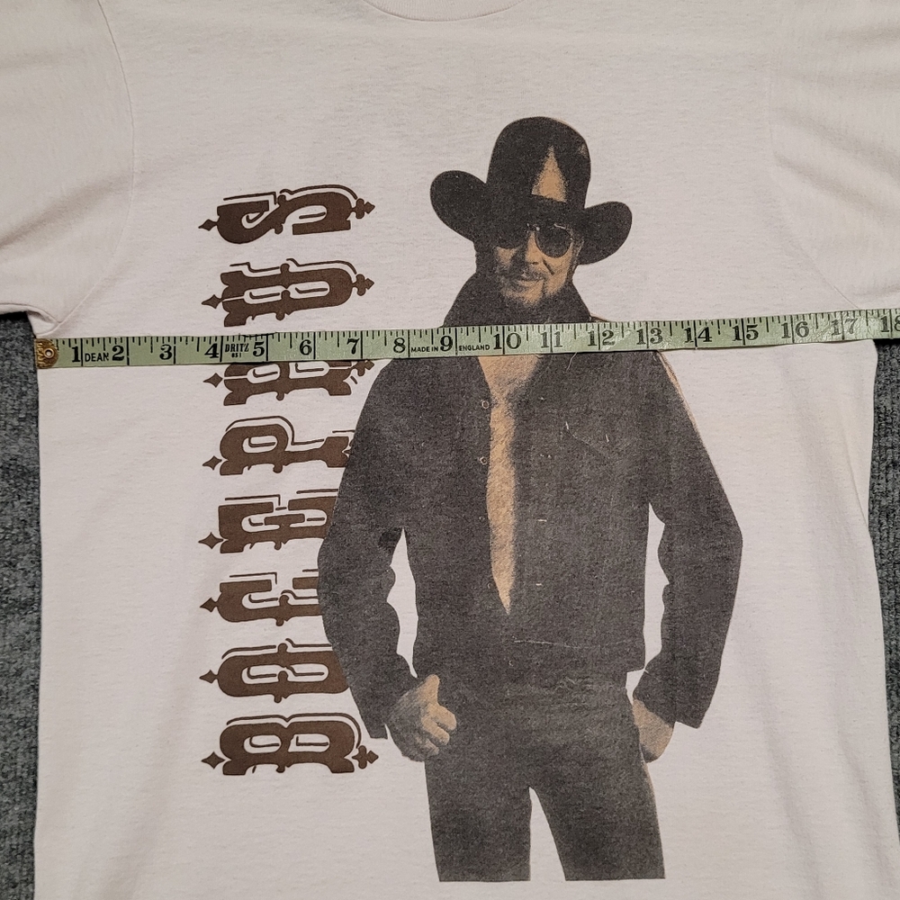 HANK WILLIAMS JR White Graphic T-Shirt with Cowboy Print Fan Club - Picture 5 of 8